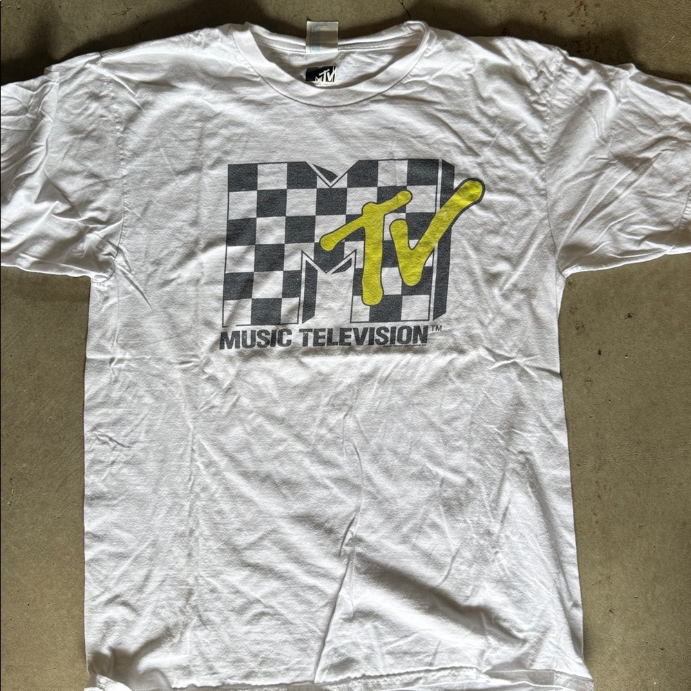 MTV White Tee with Yellow Logo